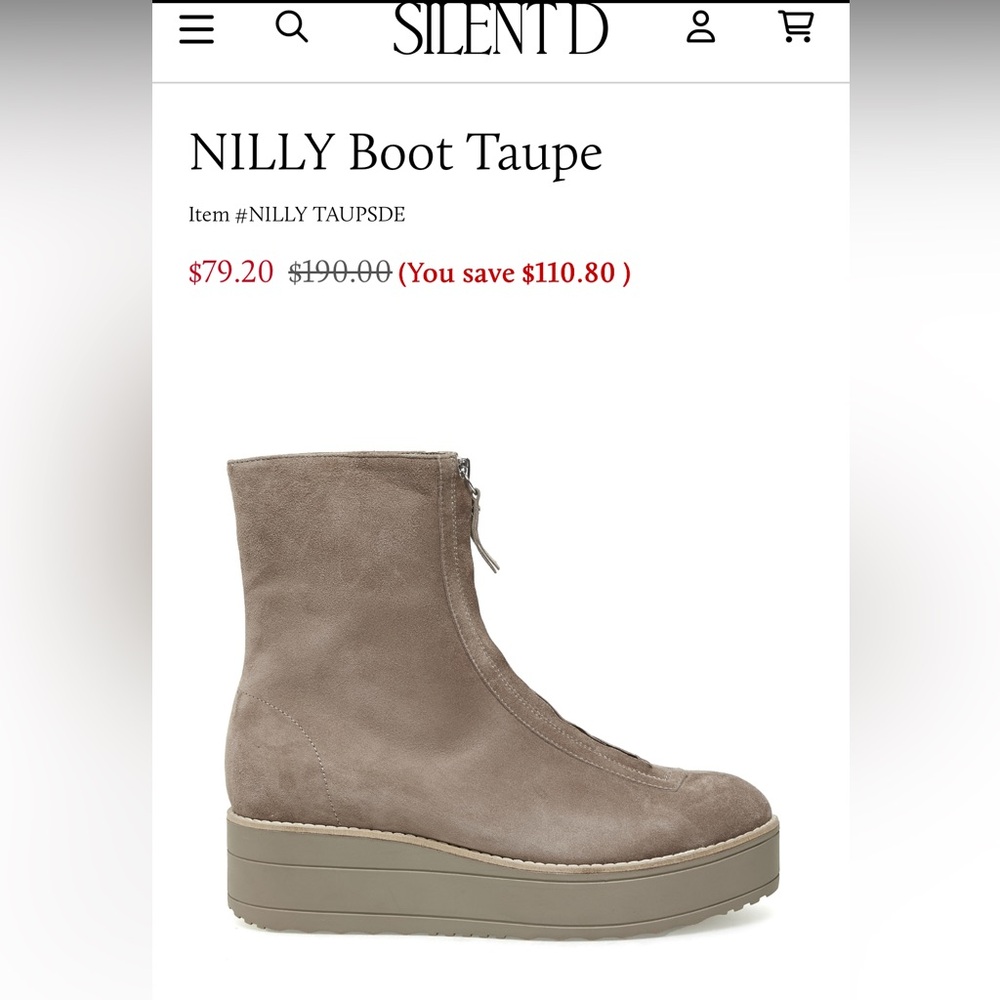 Silent D Suede Platform Zip Front Boots in Taupe - Picture 8 of 8